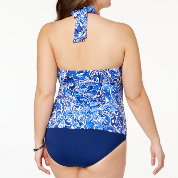Ralph Lauren LRL Playa Floral Halter Tankini Swimsuit Top Bikini Bottom Size 8. - Picture 2 of 13